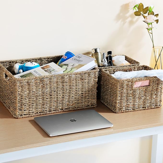 HOONEX Large Wicker Baskets for Storage, Seagrass Baskets - Image 6