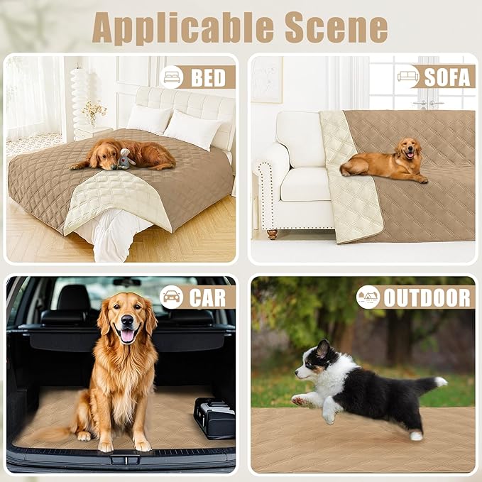 Smiry Waterproof Dog Bed Cover Blanket 40x80, Soft Reversible Pet Blanket, Washable Leakproof Cats Dogs Couch Cover for Sofa, Couch, Furniture, Lattice, Camel/Beige
