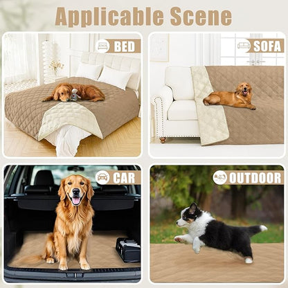 Smiry Waterproof Dog Bed Cover Blanket 40x80, Soft Reversible Pet Blanket, Washable Leakproof Cats Dogs Couch Cover for Sofa, Couch, Furniture, Lattice, Camel/Beige