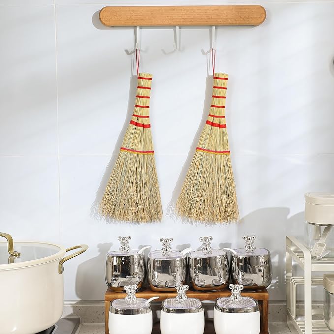 Suclain 2 Pcs Small Corn Whisk Brush Broom 100% Handmade 12 Inch Handheld Brush - Image 6