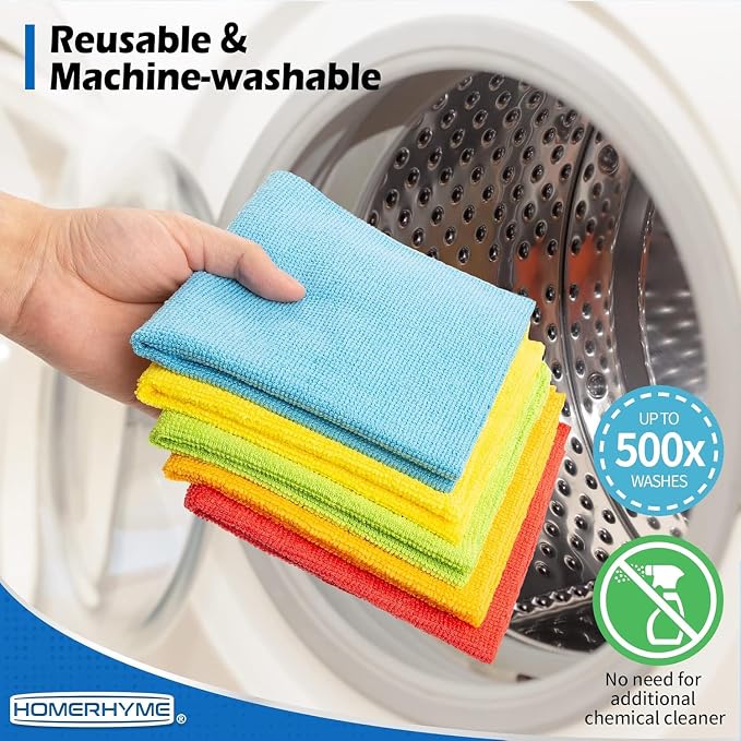 HOMERHYME Microfiber Cleaning Cloth, 150 Pack Cleaning Rags Microfiber Towel - Image 7