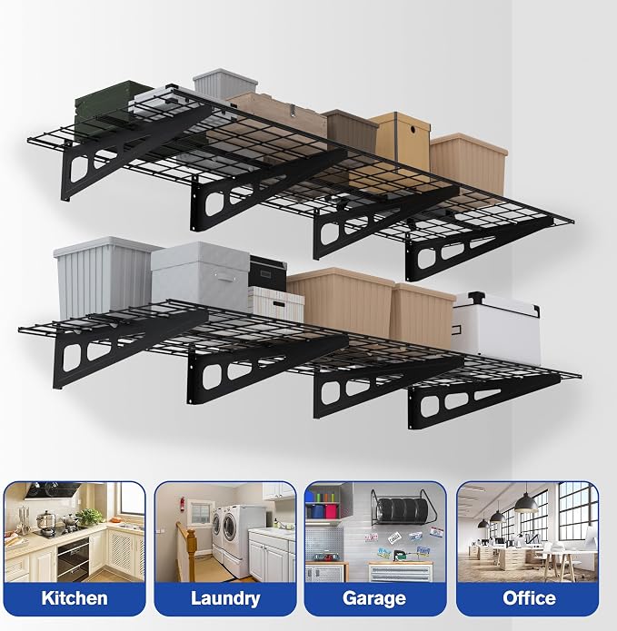 WORKPRO 2-Pack 2x6FT Garage Wall Shelving, 72” x 24” Heavy Duty Wall Mounted - Image 6