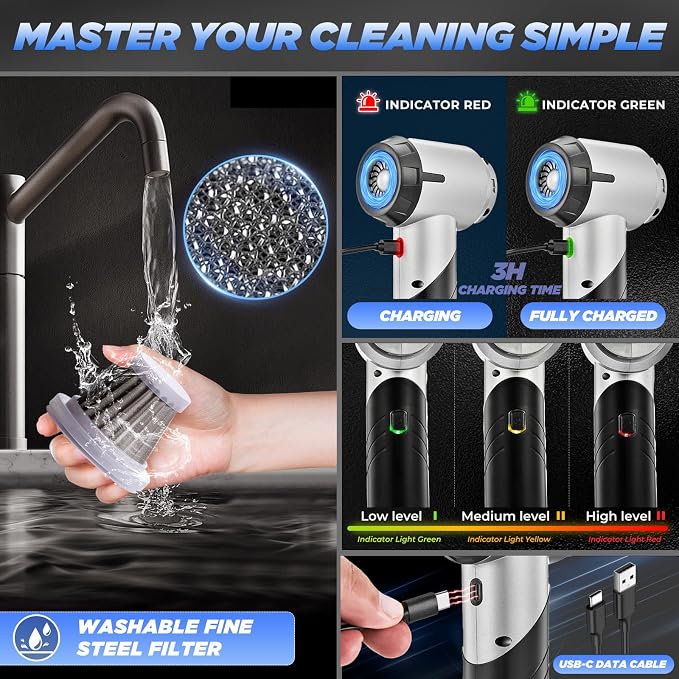 Saker Handheld Car Vacuum Portable Cordless17000PA Mini Vacuums Rechargeable - Image 4