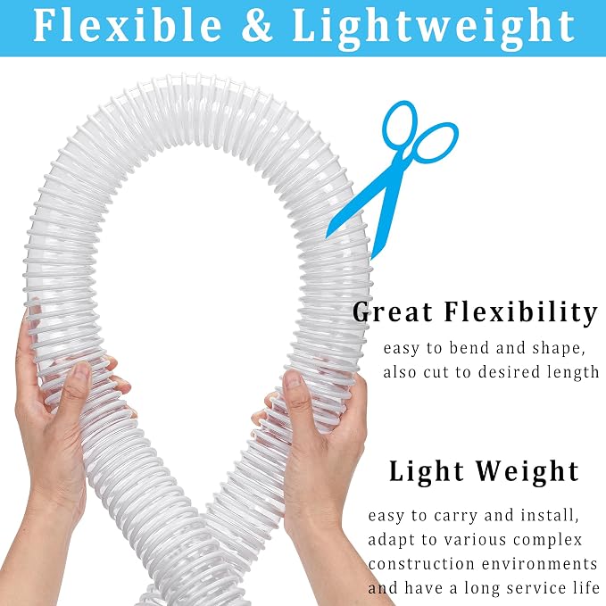 Dust Collection Hose 2 in × 10 ft Heavy Duty Clear Flexible PVC Reinforced - Image 4