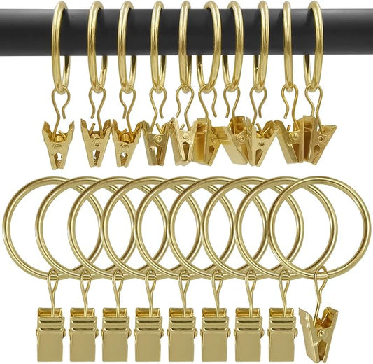 90 Pack Curtain Rings with Clips, Drapery Clips with Rings, Drapes Rings 1.26 by AMZSEVEN