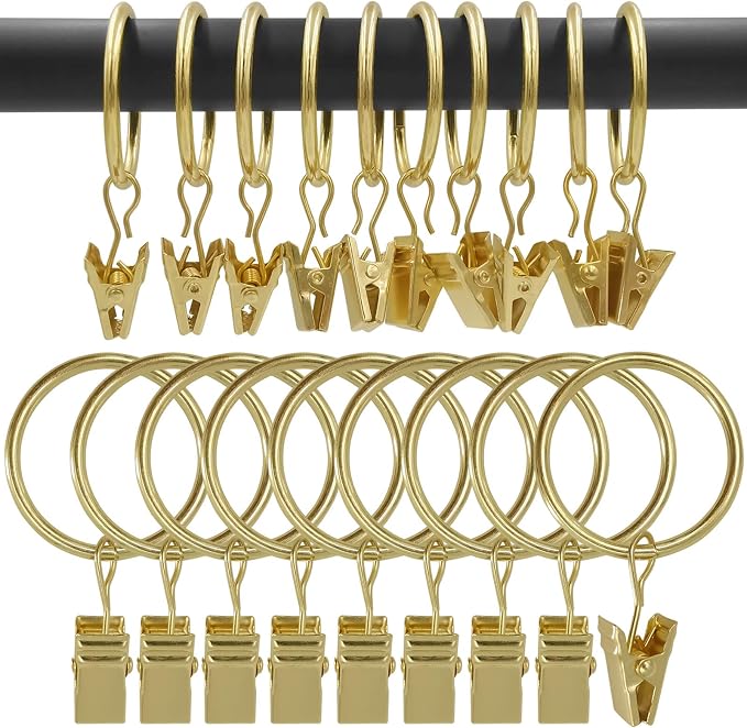 100 Pack Curtain Rings with Clips, Drapery Clips with Rings, Drapes Rings 1.26 by AMZSEVEN