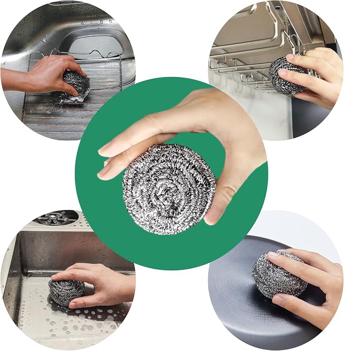 COOLJOB 6/12 Pack Stainless Steel Scrubber Sponges, Heavy Duty Tough Metal - Image 5