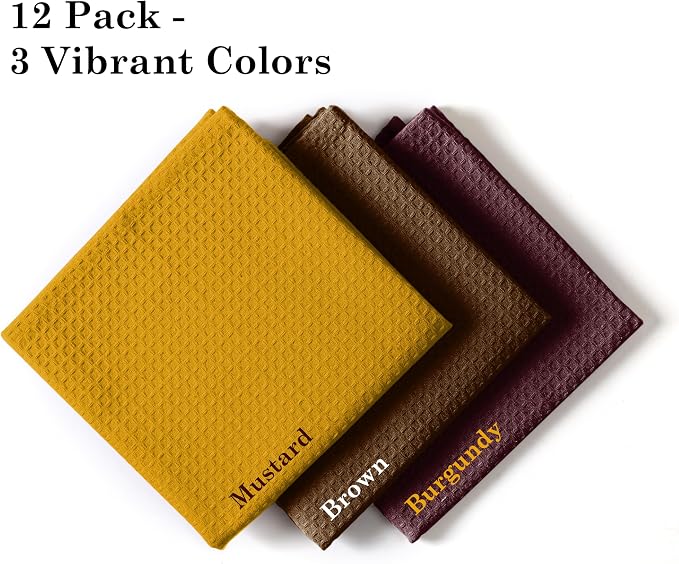 Waffle Dishcloths 12x12 Inches, 12 Pack, Quick Drying, Machine Washable - Image 2