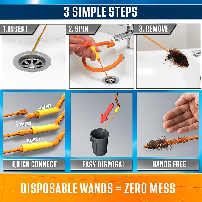 FlexiSnake Drain Weasel Sink Snake Hair Clog Remover Tool, Bathtub Drain Cleaner - Image 3