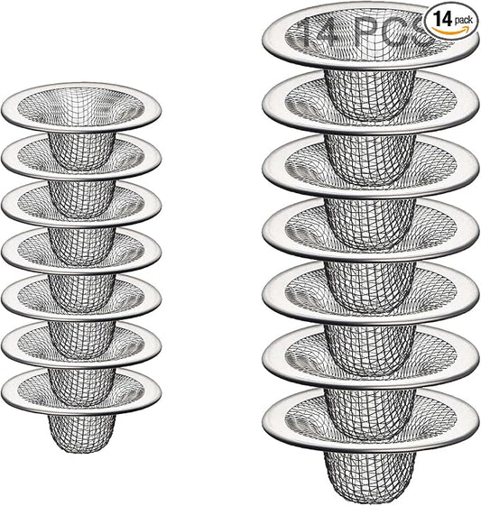 14PCS Drain Mesh Basket, 2.125'' & 2.75" Bathroom Mesh Sink Drain Strainer by Beyoslf