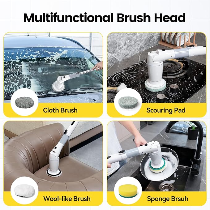 Electric Spin Scrubber, Cordless Cleaning Brush Shower Scrubber Up to 550 RPM - Image 4
