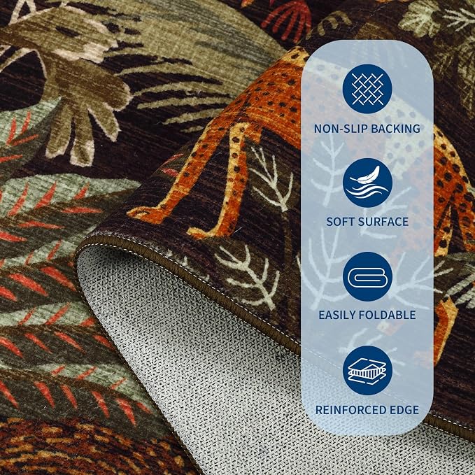GarveeHome 6x9 Area Rug Jungle Brown Washable Rugs - Image 4