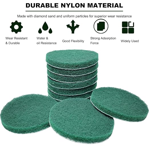 10 Pack 6 Inch Multipurpose Green Scrubber Scouring Pads Flocking Scuff Pads - Image 4