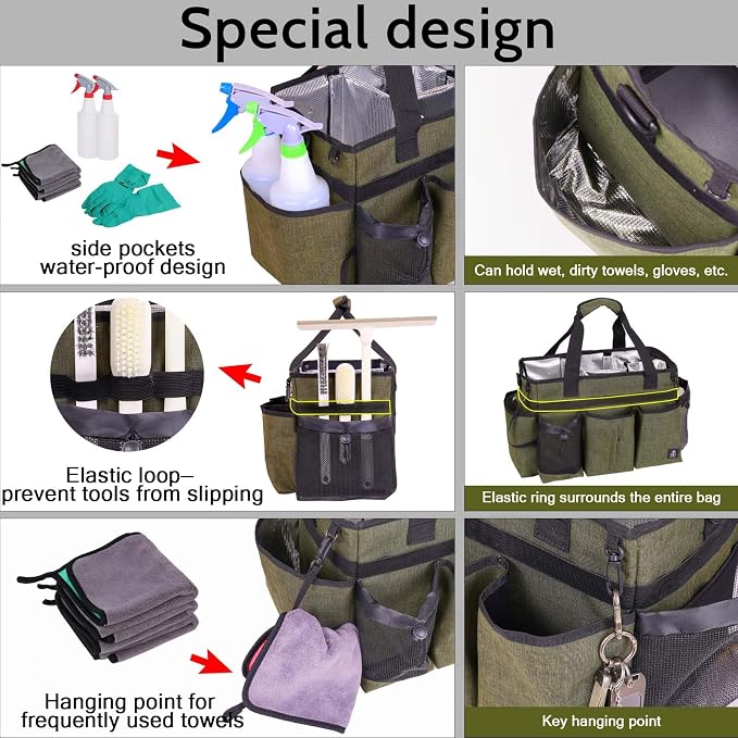Large Cleaning Caddy Bag Built-in Sturdy Support Board, Cleaning Organizer - Image 4