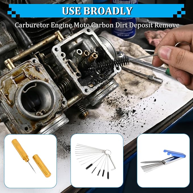Carburetor Cleaning Kit, 13 Stainless Steel Wires, 10 Needles, 5 Nylon Brushes - Image 5