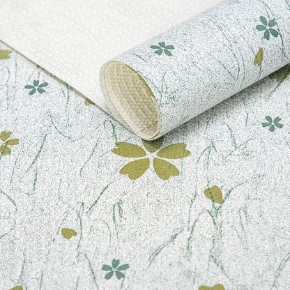 RAY STAR 18X96 Inch Shelf Liner for Kitchen Cabinets, Non-Adhesive Cabinet Liner Washable, PVC Drawer Liner for Dresser Non-Slip Bathroom (Green-Floral)(5 Roll)