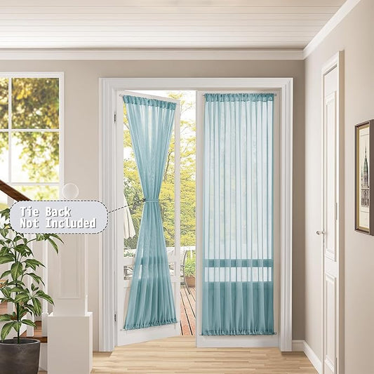 Tollpiz Sheer Door Curtain Closet Linen Textured Curtains Sheer Doorway Light - Image 2