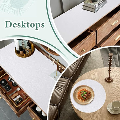 Drawer and Shelf Liner for Kitchen Cabinet: 23 in X 20 Ft Non Slip Waterproof Shelf Paper Non Adhesive Refrigerator Liners White Easy Liners for Bathroom Cupboard with Knife Tape Measure