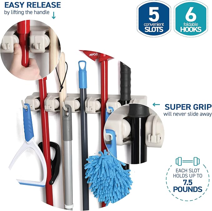 HOME IT Mop And Broom Holder Wall Mount - Image 4