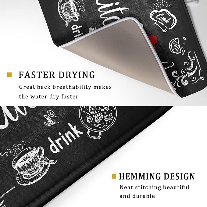 Black Coffee Bar Dish Drying Mats - Image 3