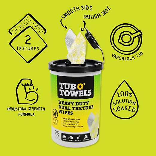 Tub O’ Towels TW75 Heavy-Duty 10" x 12" Size Multi-Surface Cleaning Wipes - Image 2