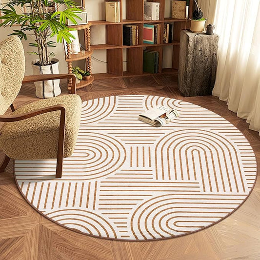 Washable Rug 4ft Area Rugs for Living Room, Abstract Rug for Bedroom, Soft by ROYHOME