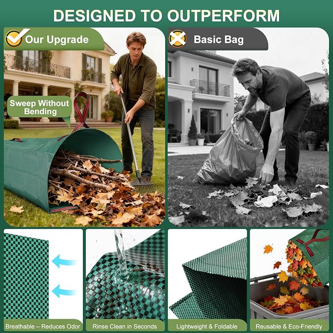 Yard Waste Bags 2-Pack 72 Gallon, Reusable Leaf Collector, Self-Standing Leaf - Image 4