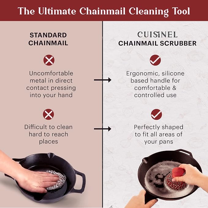 Cuisinel Cast Iron Chainmail Scrubber + Pan Scraper - Image 6