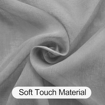 XWZO Grey Sheer Curtains for Bedroom, Light Filtering Voile Textured Drapes, Grommet Tieback Extra Wide Window Curtains for Living Room, Home Office, Kids' Room, 70 x 84 Inch, Set of 2 Panels