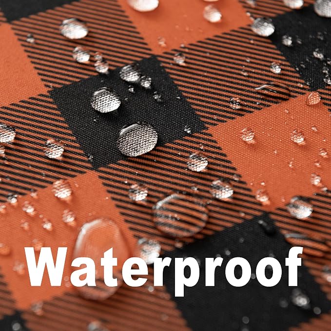 Orange Gingham Tablecloth Fabric - Image 4