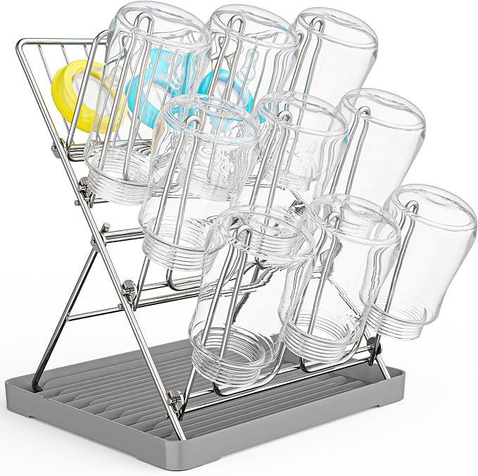 Vertical Baby Bottle Drying Rack, 9 Hooks Vertical Rack Dryer by Solvrix