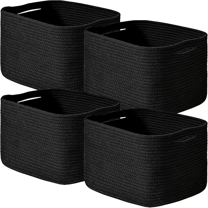 Black Storage Baskets for Shelves, Small Storage Baskets for Organizing by ICERZCZ