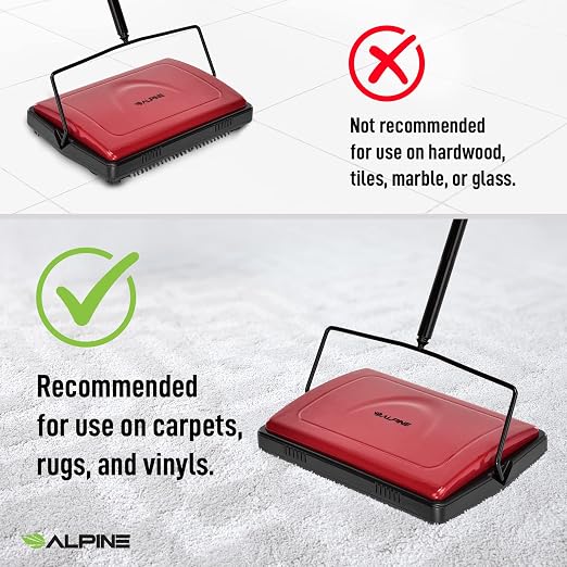 Alpine Manual Carpet Sweeper Triple Brush – Non Electric Multi-Surface Floor - Image 7