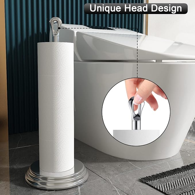 Toilet Paper Holder with Rustproof, Metal Free Standing Toilet Paper Stand - Image 6