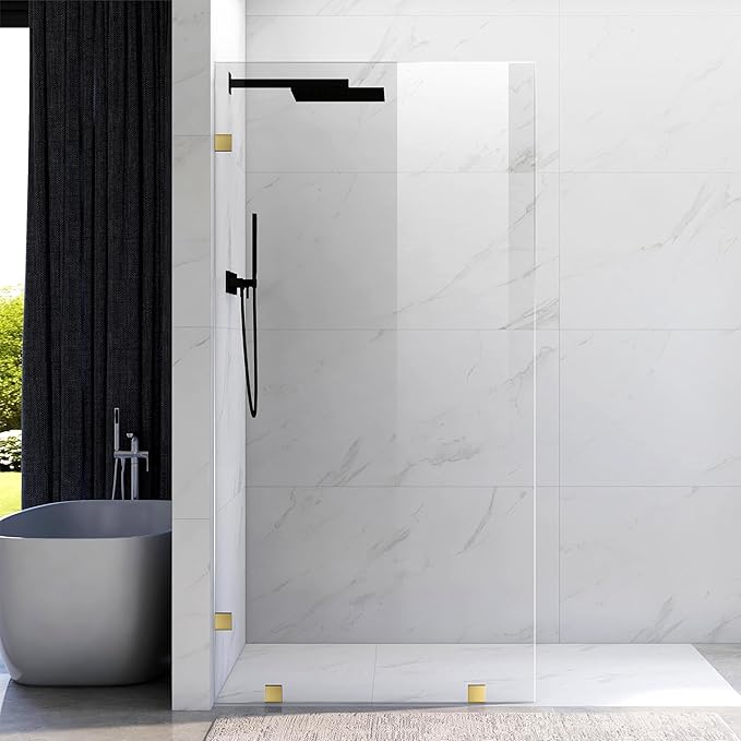 43" W ×80" H Shower Glass Panel, Frameless Fixed Glass Shower Panel by UNIKOOSHOWERDOOR