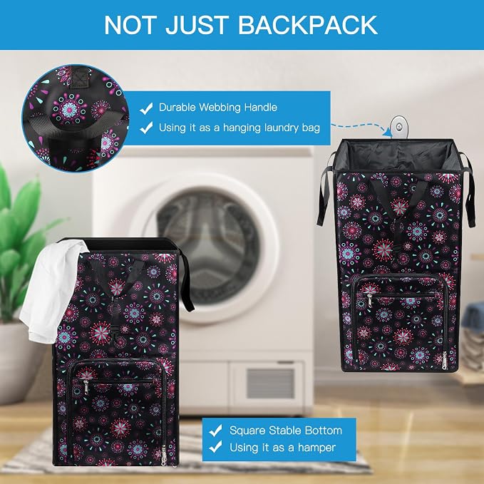 Bukere Laundry Backpack Bag for Women Girls, Extra Large Laundry Basket Hamper - Image 4