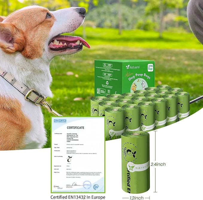 Certified Compostable Dog Poop Bags-270Bags 18Rolls, Poop Bags - Image 5