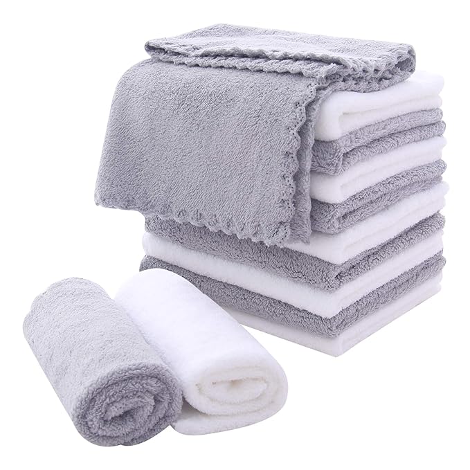 MOONQUEEN Microfiber Facial Cloths Fast Drying Washcloth 12 Pack by MOONQUEEN