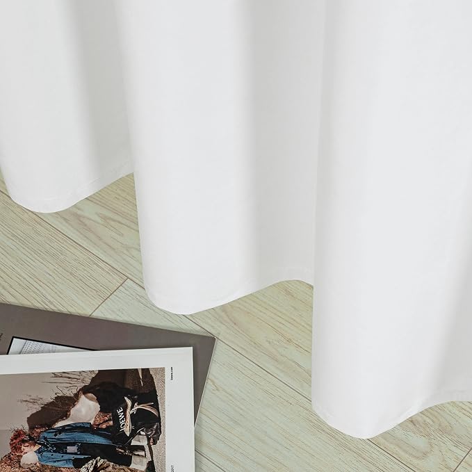YoungsTex White Linen Blackout Curtains 45 Inch Length - Image 7