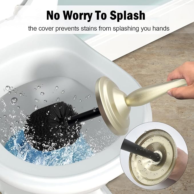 Satin Matte Soft Gold Toilet Bowl Brush - Image 4