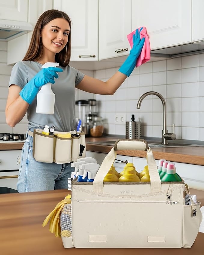 Ytonet Cleaning Caddy Bag with Detachable Apron, Extra Large Cleaning Supplies - Image 2