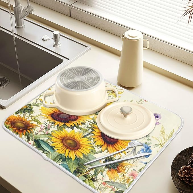 Blooming Sunflowers Dish Drying Mat - Image 5