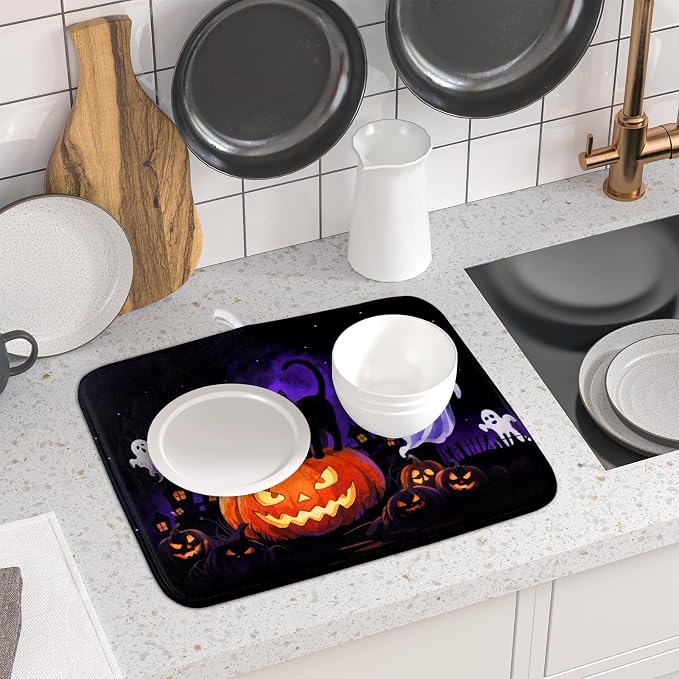 Halloween Ghost Pumpkin Dish Drying Mat - Image 6