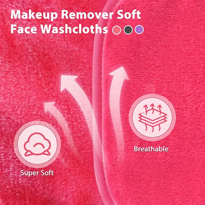 Makeup Remover Cloth, 12 Pack Makeup Remover Pads Microfiber Face Washcloth - Image 3