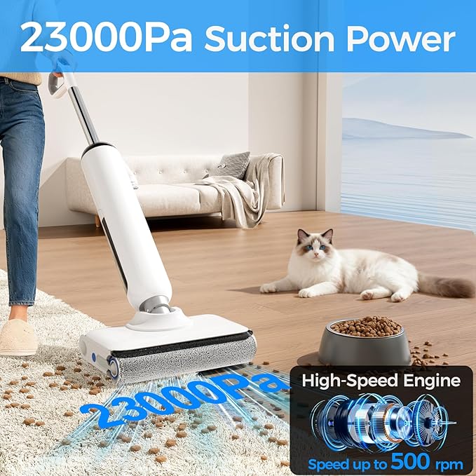 Cordless Wet Dry Vacuum Cleaner, 23KPa Vacuum Mop - Image 3