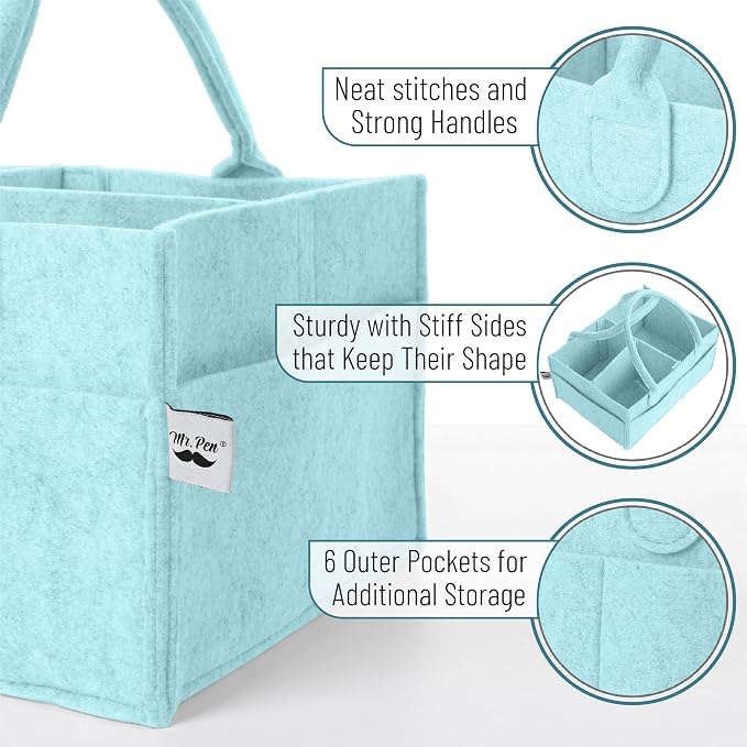 Mr. Pen- Baby Diaper Caddy Organizer, Mint Whisper, Baby Caddy Organizer - Image 3