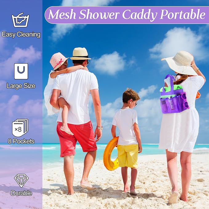 Hillban 4 Pcs Mesh Shower Caddy Portable Large Quick Dry Shower Caddy Basket - Image 5
