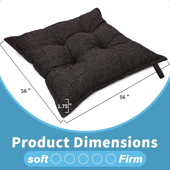 SINSOSSO Large Floor Pillow 22", Thickened Bite-Size Memory Foam Square Non-Slip Cushion for Office Back Support/Indoor Yoga/Chair Seat, Fashionable Color-Blocked Fabric & Washable, Dark Brown, 1 PCS