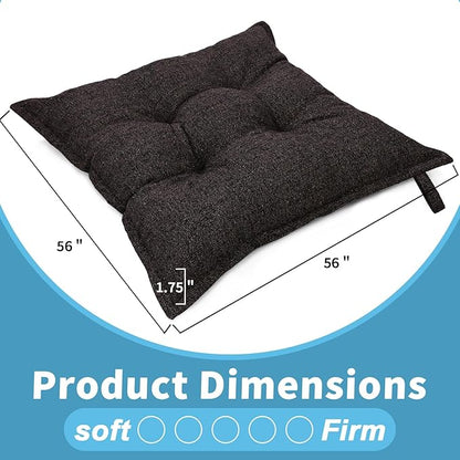 SINSOSSO Large Floor Pillow 22", Thickened Bite-Size Memory Foam Square Non-Slip Cushion for Office Back Support/Indoor Yoga/Chair Seat, Fashionable Color-Blocked Fabric & Washable, Dark Brown, 1 PCS