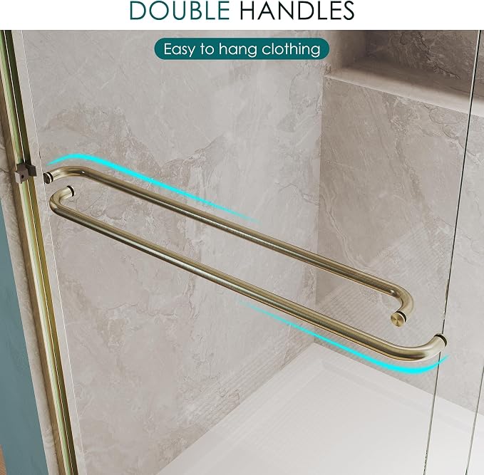 ELEGANT Double Sliding Shower Door 56-60" W x 72" H, Semi-Frameless Bypass - Image 4